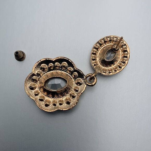 Stunning Vintage Aurora Borealis Glass cabochon drop earrings, Unmarked - Picture 5 of 5